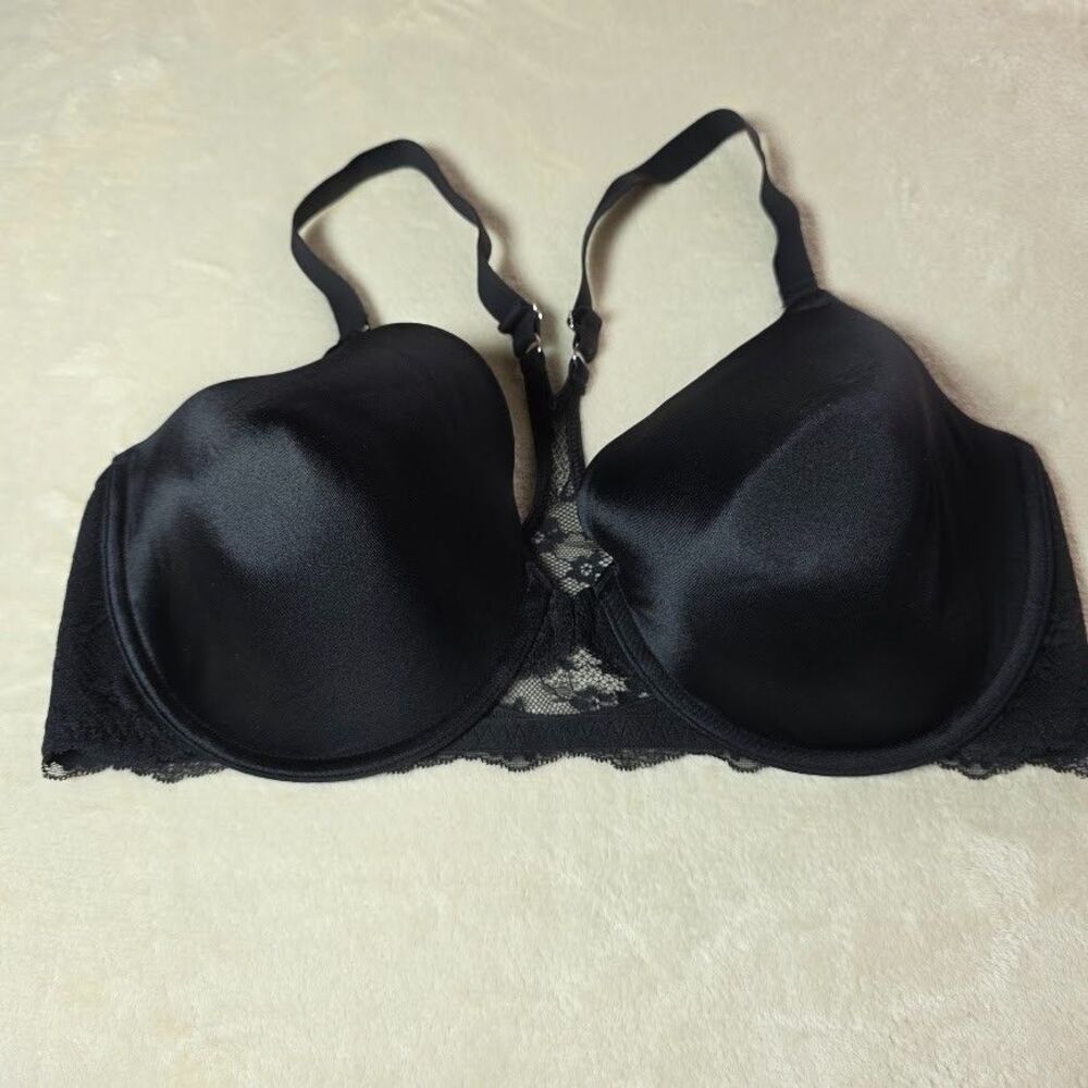 Maidenform Bra Full Coverage One Fab Fit Lift T-Back Front Close Black 414191